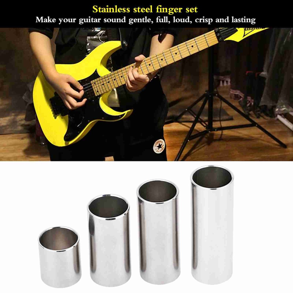 4pcs Stainless Steel Guitar Sl - Guitar Slide Tube 评论和价格