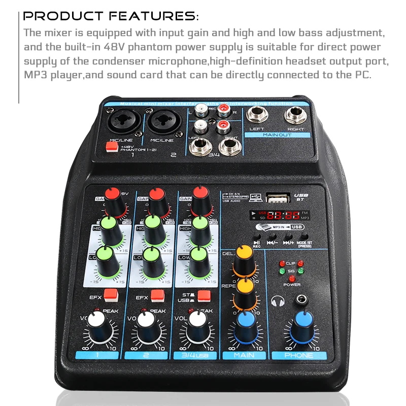 4-Channel Mini USB Audio Mixer - Audio Mixer 4 Channel 评论和价格